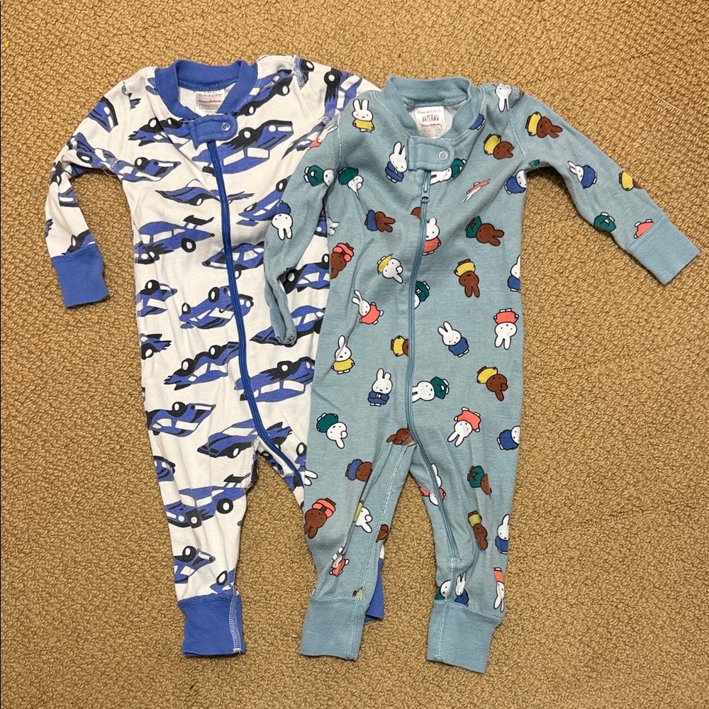 Hanna Andersson cars and and miffy One Pieces Set size 12-18 months